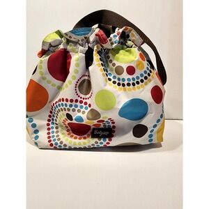 ThirtyOne Cinch It Up White With Multicolored Polka Dots Insulated Lunch Bag